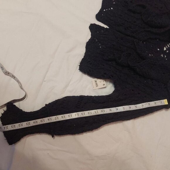 Free People Whimsigoth Knit Cardigan Small Ruffled Open Knit Fairy Grunge - Picture 10 of 12